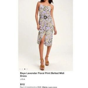 J.O.A Just One Answer Women Belted Sleeveless Lavender Leaf Print Dress Size L